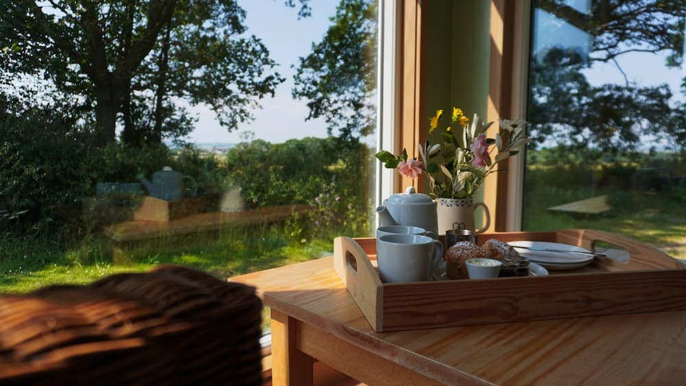 view from sitting room with tea tray