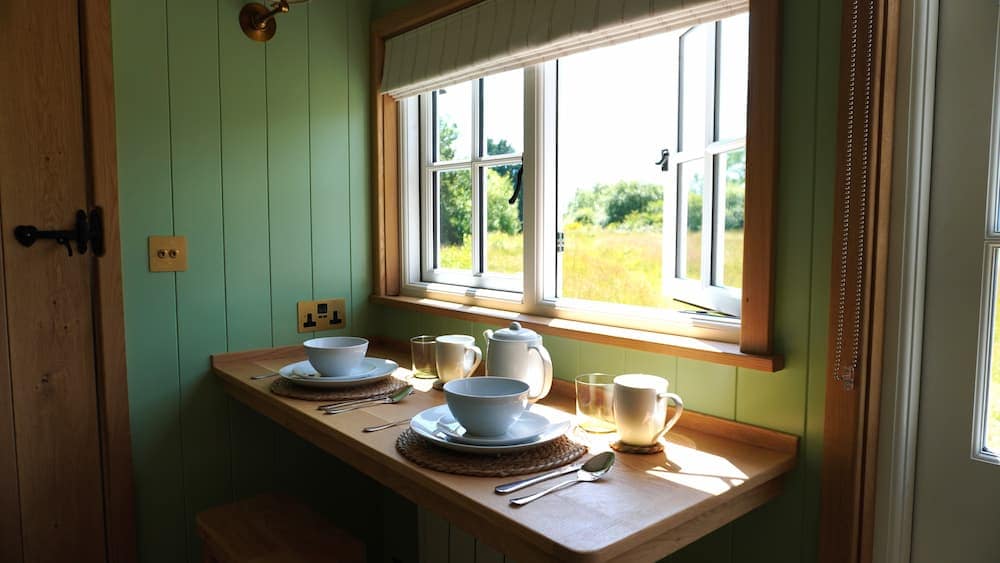 tea tray by window