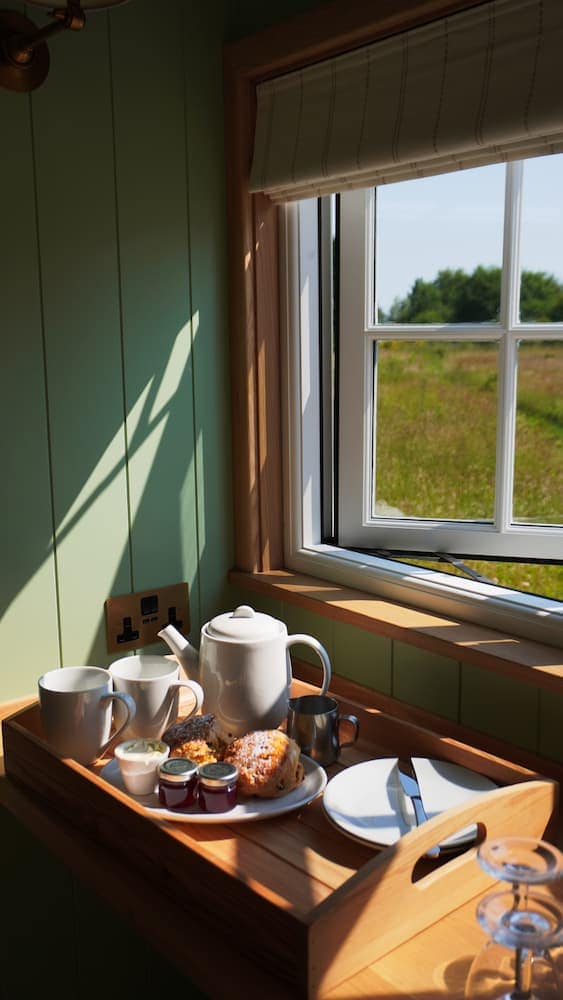 tea tray by window